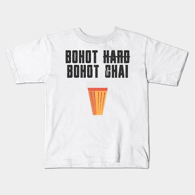 Funny Bohot Chai Hindi Quote Kids T-Shirt by TheVintageChaosCo.